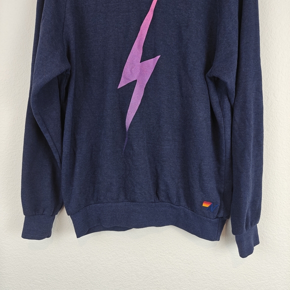 Aviator Nation BOLT CREW SWEATSHIRT In Navy Blue Size Medium Unisex - Picture 4 of 16